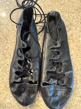 Women’s Highland Dance Black Leather Lace-Up Shoes